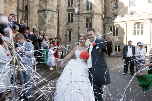A happy couple celebrating their wedding in the Castle in summer 2010. Not surprisingly, it is a popular wedding venue both for families with a link to the college and university, as well as to residents of the county alike.